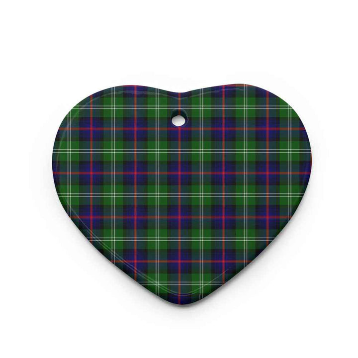 Scottish Sutherland Modern Clan Tartan Ceramic Ornament Heart Shape Tartan Plaid