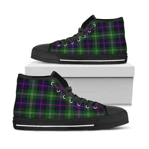 Scottish Sutherland Modern Clan Tartan High Top Shoes Black Sole Tartan Plaid