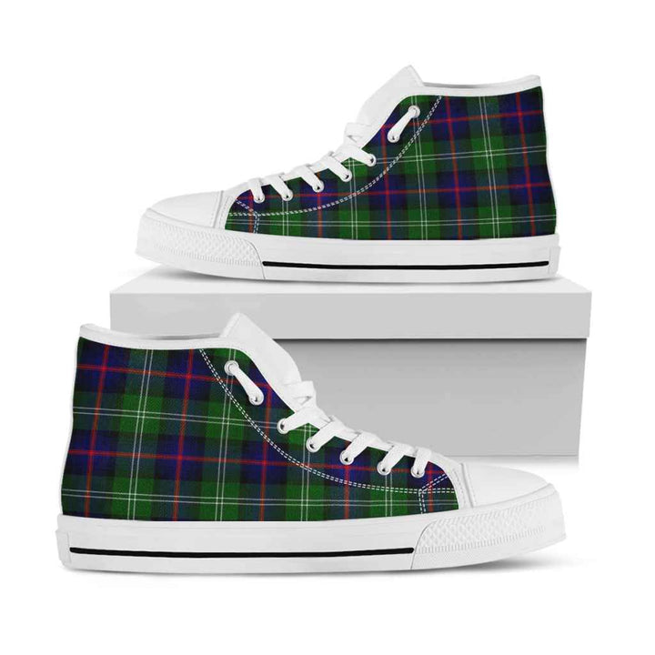 Scottish Sutherland Modern Clan Tartan High Top Shoes White Sole Tartan Plaid