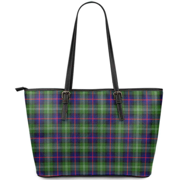 Scottish Sutherland Modern Clan Tartan Leather Tote Tartan Plaid