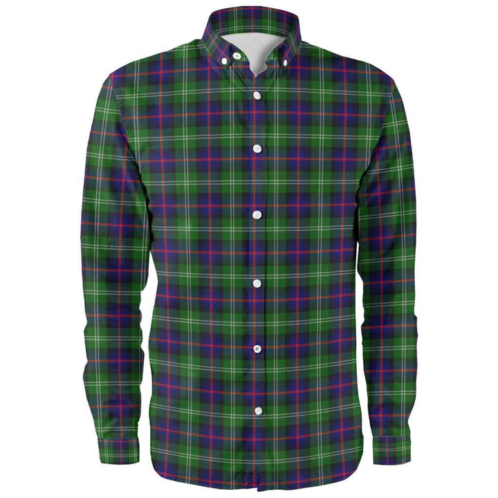 Scottish Sutherland Modern Clan Tartan Long Sleeve Shirt Front Side Tartan Plaid