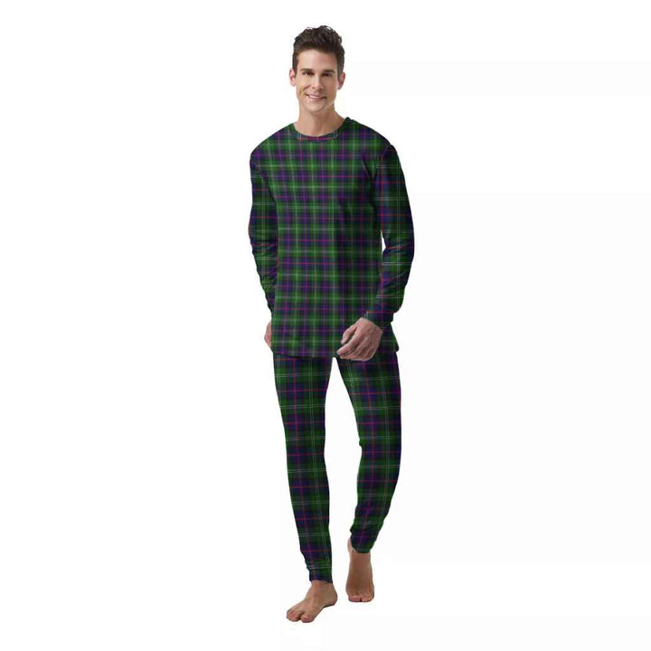 Scottish Sutherland Modern Clan Tartan Pajama Set  Men Front Side Tartan Plaid