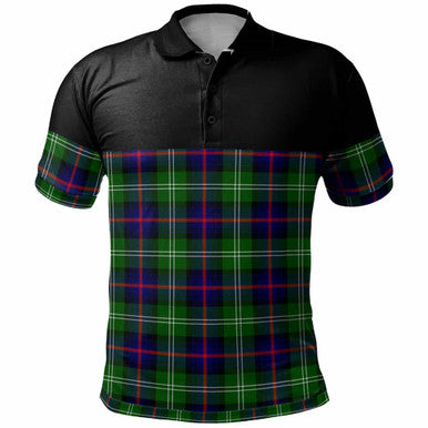 Scottish Sutherland Modern Clan Tartan Polo Shirt - Horizontal Style Front Side Tartan Plaid