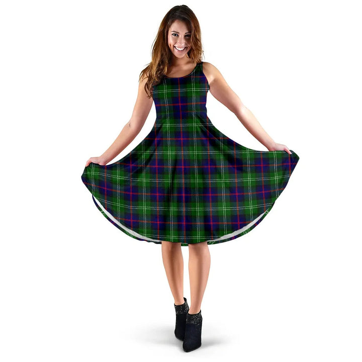 Scottish Sutherland Modern Clan Tartan Women Midi Dress