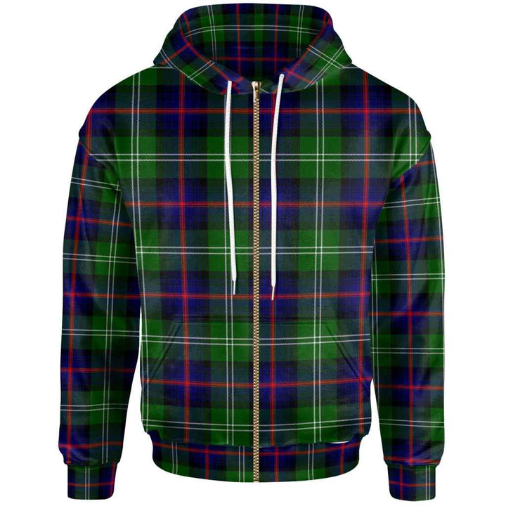 Scottish Sutherland Modern Clan Tartan Hoodie Zip Tartan Plaid