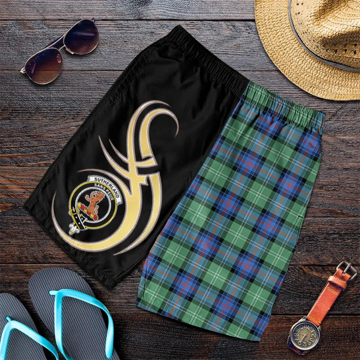 Scottish Sutherland Old Ancient Clan Crest Tartan Believe in Me Men's Shorts