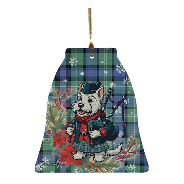 Scottish Sutherland Old Ancient Clan Tartan Ceramic Ornament Cute Scottish Terrier Dog Bell Style Tartan Plaid