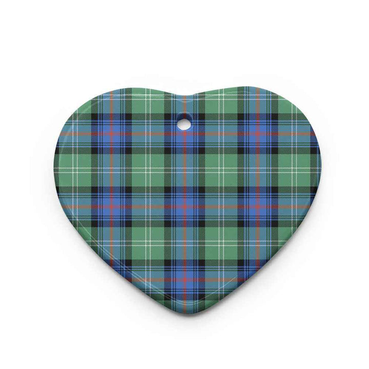 Scottish Sutherland Old Ancient Clan Tartan Ceramic Ornament Heart Shape Tartan Plaid