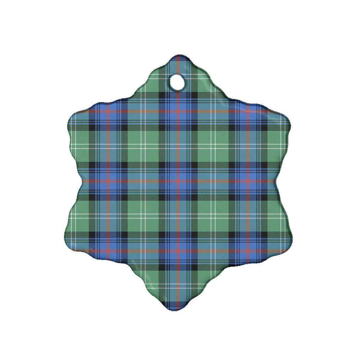 Scottish Sutherland Old Ancient Clan Tartan Ceramic Ornament Snow Flake Shape Tartan Plaid