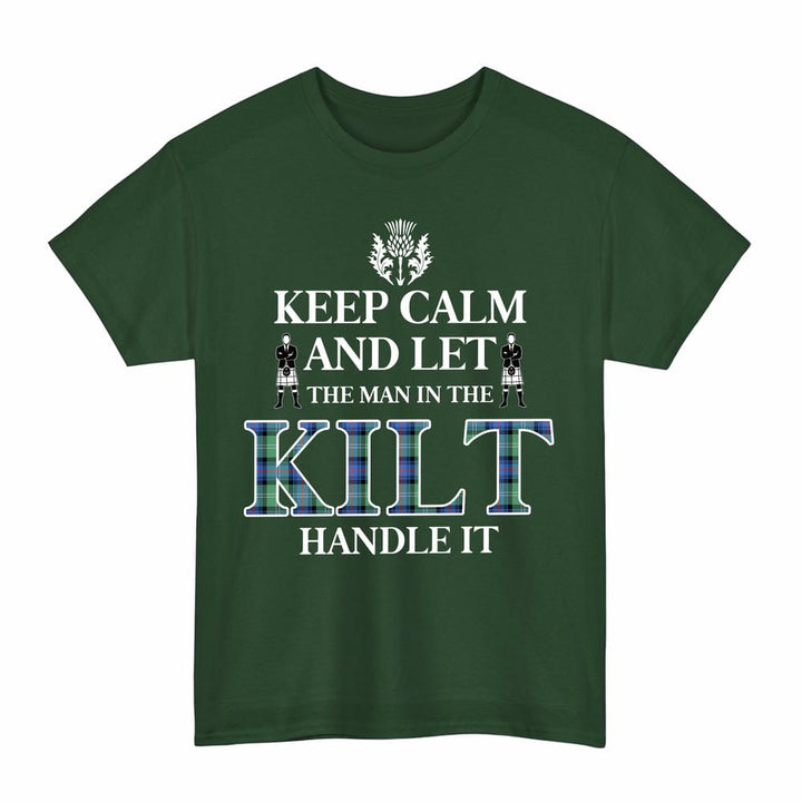 Scottish Sutherland Old Ancient Clan Tartan T-Shirt - Keep Calm Tartan Plaid Forest Green Color