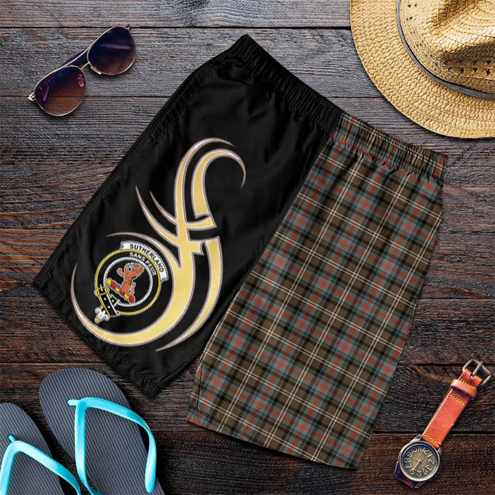 Scottish Sutherland Weathered Clan Crest Tartan Believe in Me Men's Shorts
