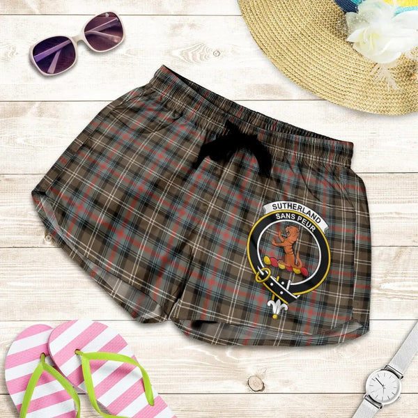 Scottish Sutherland Weathered Clan Crest Tartan Women Shorts