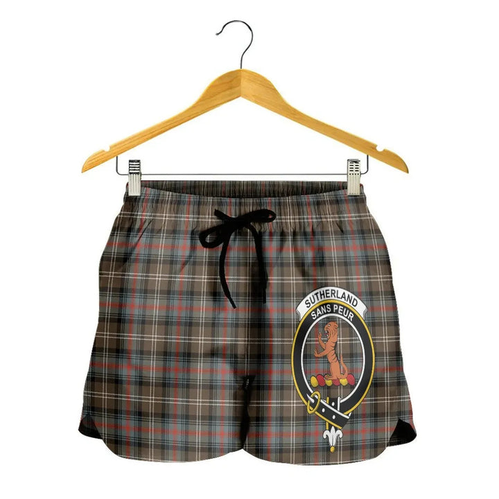 Scottish Sutherland Weathered Clan Crest Tartan Women Shorts