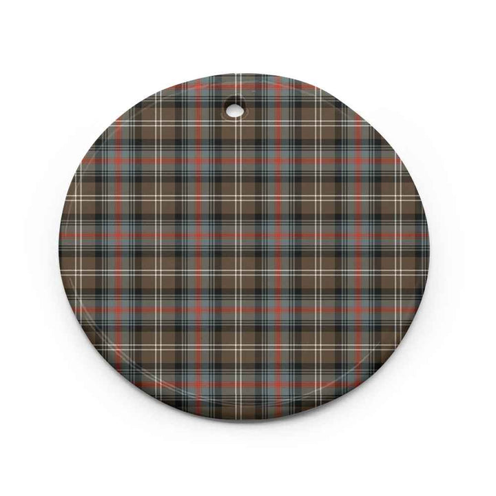Scottish Sutherland Weathered Clan Tartan Ceramic Ornament Circle Shape Tartan Plaid
