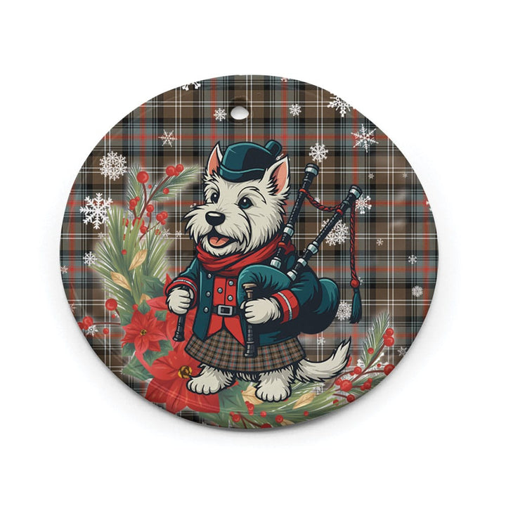 Scottish Sutherland Weathered Clan Tartan Ceramic Ornament Cute Scottish Terrier Dog Circle Style Tartan Plaid