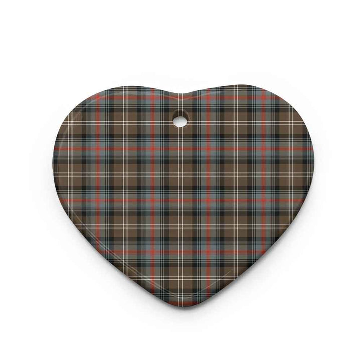 Scottish Sutherland Weathered Clan Tartan Ceramic Ornament Heart Shape Tartan Plaid
