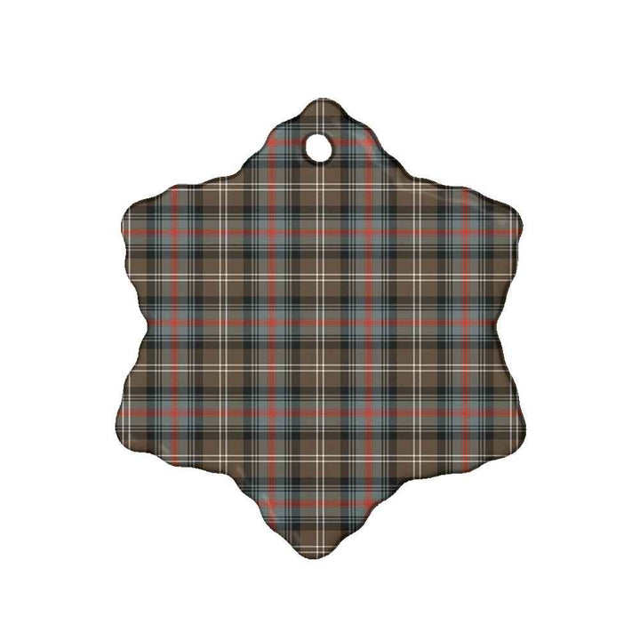 Scottish Sutherland Weathered Clan Tartan Ceramic Ornament Snow Flake Shape Tartan Plaid