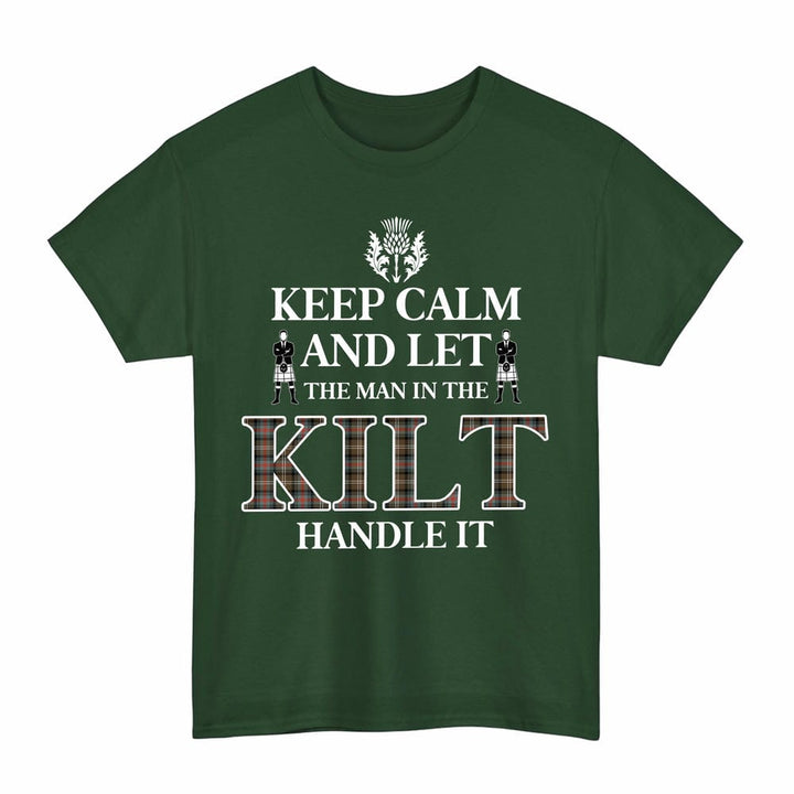 Scottish Sutherland Weathered Clan Tartan T-Shirt - Keep Calm Tartan Plaid Forest Green Color