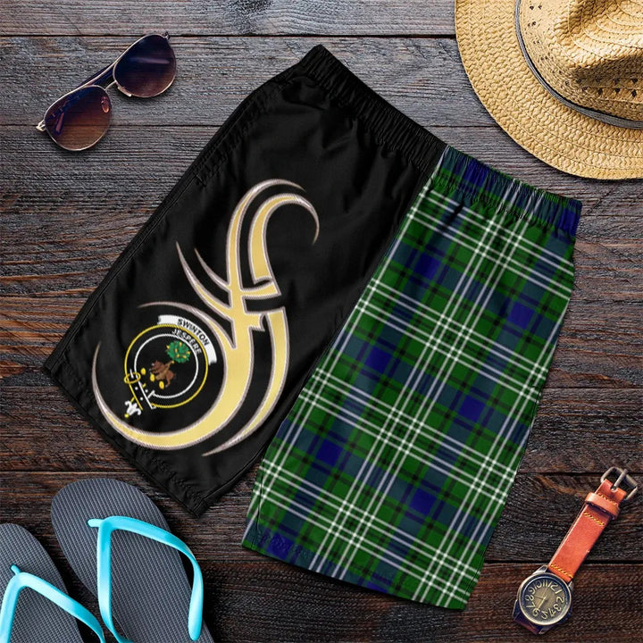 Scottish Swinton Clan Crest Tartan Believe in Me Men's Shorts