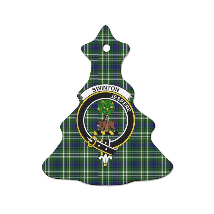 Scottish Swinton Clan Crest Tartan Ceramic Ornament Tree Shape Tartan Plaid