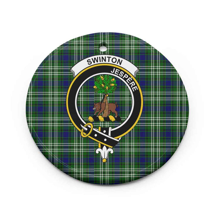 Scottish Swinton Clan Crest Tartan Ceramic Ornament Circle Shape Tartan Plaid