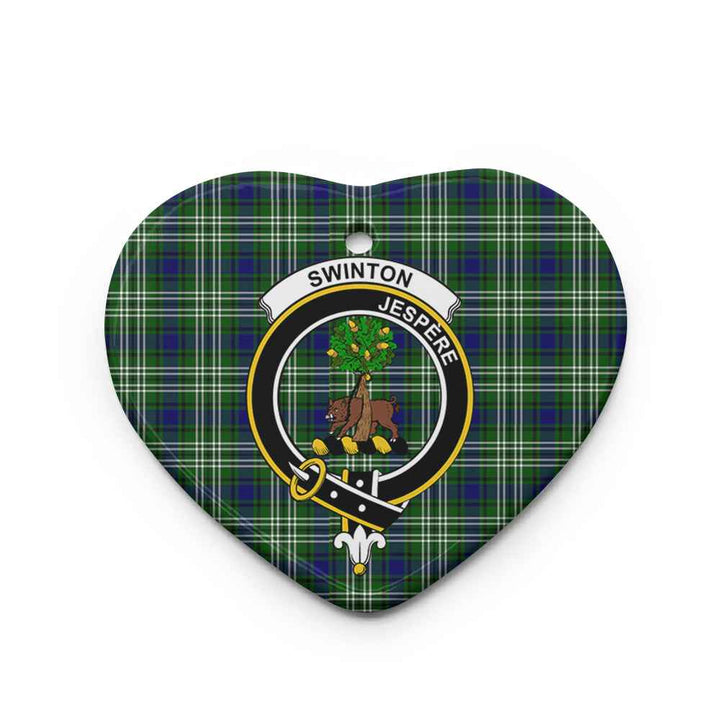 Scottish Swinton Clan Crest Tartan Ceramic Ornament Heart Shape Tartan Plaid