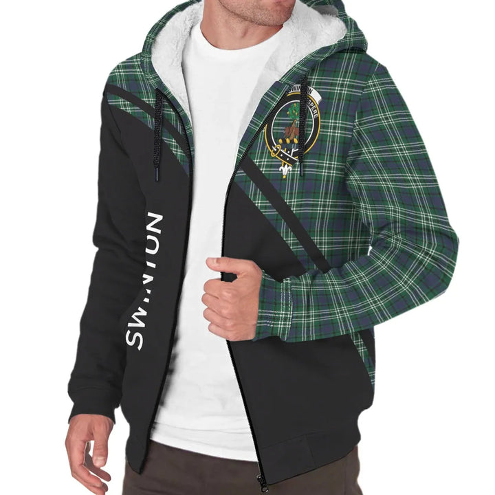 Scottish Swinton Clan Crest Tartan Curve Sherpa Hoodie