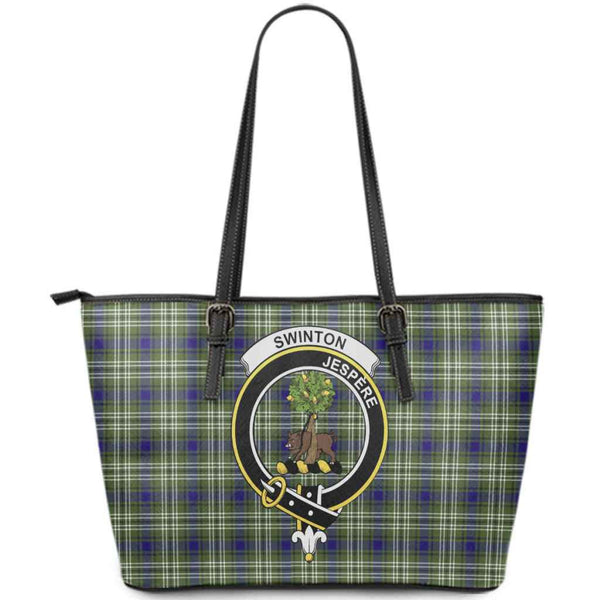 Scottish Swinton Clan Crest Tartan Leather Tote Tartan Plaid