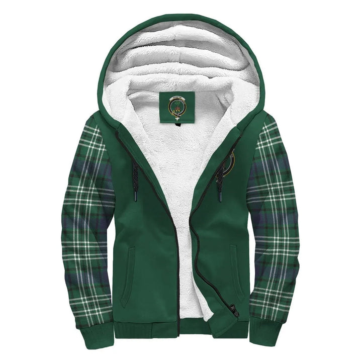 Scottish Swinton Clan Crest Tartan Plaid Sleeve Sherpa Hoodie