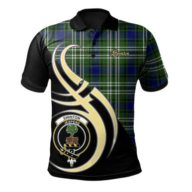 Scottish Swinton Clan Crest Tartan Polo Shirt Believe in Me Front Side Tartan Plaid