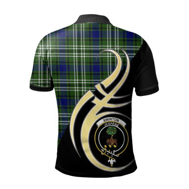 Scottish Swinton Clan Crest Tartan Polo Shirt Believe in Me Back Side Tartan Plaid