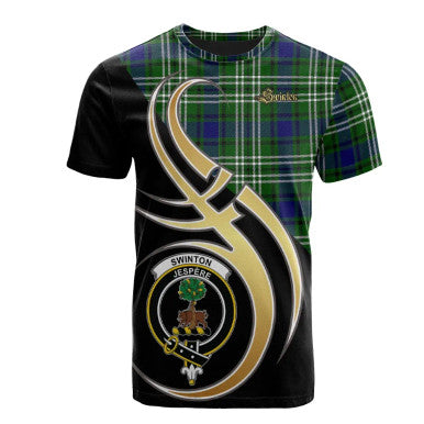 Scottish Swinton Clan Crest Tartan T-Shirt Believe in Me Front Side Tartan Plaid
