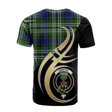 Scottish Swinton Clan Crest Tartan T-Shirt Believe in Me Back Side Tartan Plaid