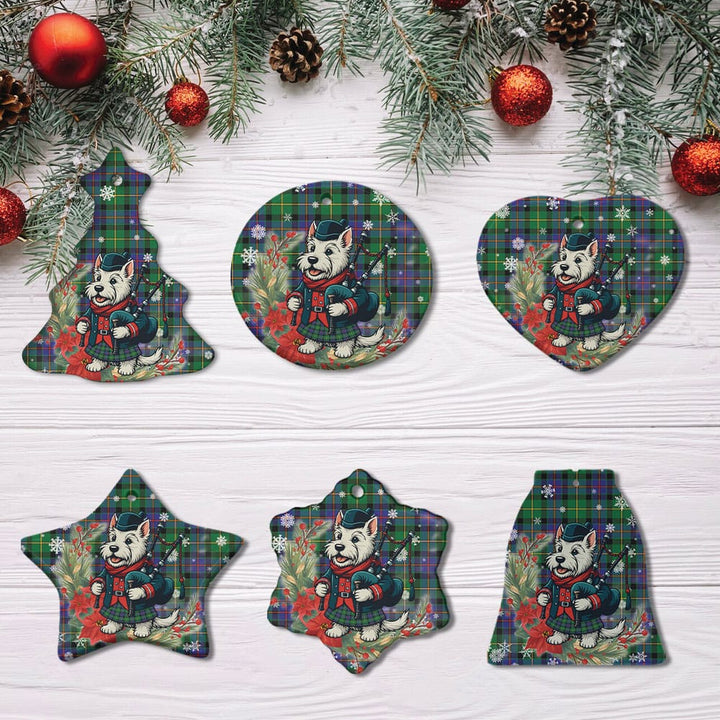 Scottish Tait Modern Clan Tartan Ceramic Ornament Cute Scottish Terrier Dog All Style Tartan Plaid