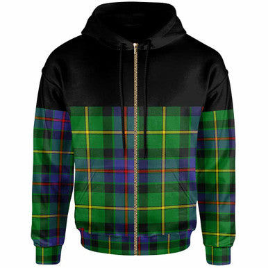Scottish Tait Modern Clan Tartan Hoodie - Horizontal Style Zip Tartan Plaid