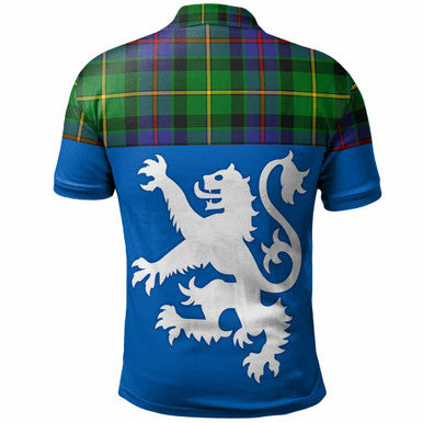 Scottish Tait Modern Clan Tartan Polo Shirt - Lion Rampant of Scotland With Flag Back Side Tartan Plaid