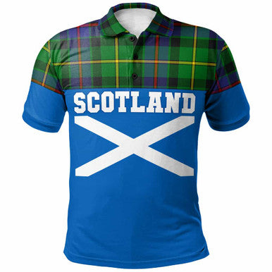 Scottish Tait Modern Clan Tartan Polo Shirt - Lion Rampant of Scotland With Flag Front Side Tartan Plaid