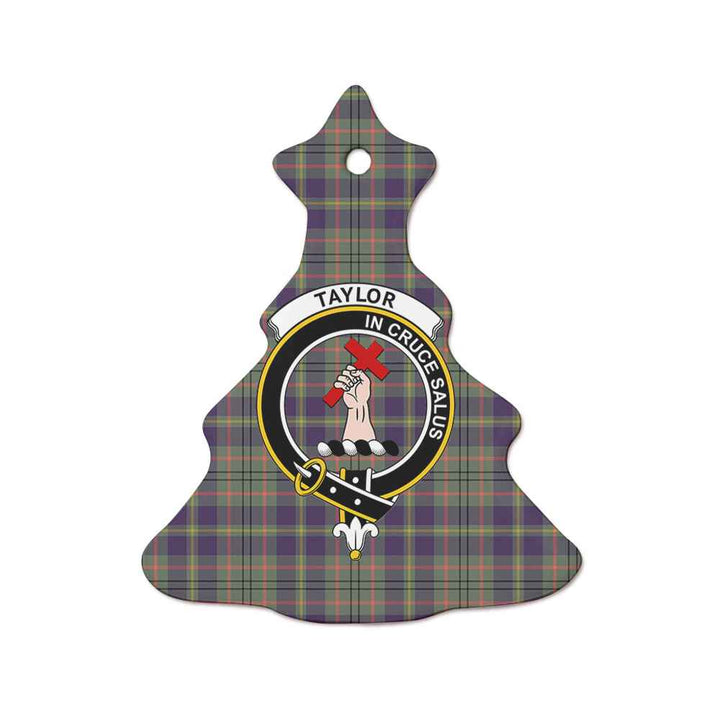 Scottish Taylor Clan Crest Tartan Ceramic Ornament Tree Shape Tartan Plaid
