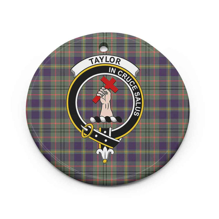 Scottish Taylor Clan Crest Tartan Ceramic Ornament Circle Shape Tartan Plaid