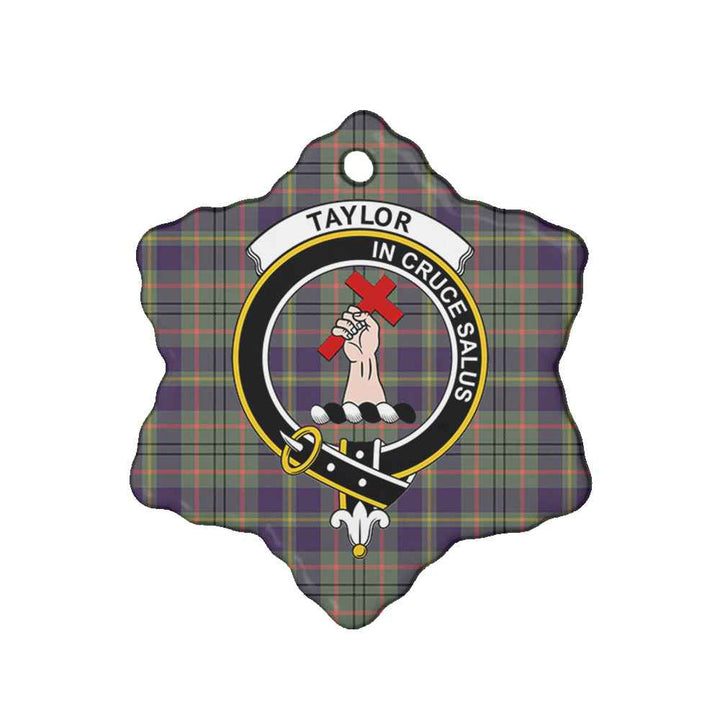 Scottish Taylor Clan Crest Tartan Ceramic Ornament Snow Flake Shape Tartan Plaid
