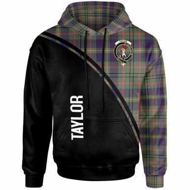 Scottish Taylor Clan Crest Tartan Curve Hoodie Front Side Tartan Plaid