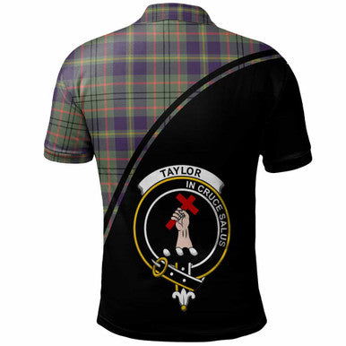 Scottish Taylor Clan Crest Tartan Curve Polo Shirt Back Side Tartan Plaid