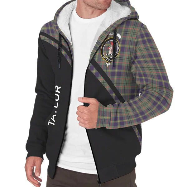 Scottish Taylor Clan Crest Tartan Curve Sherpa Hoodie