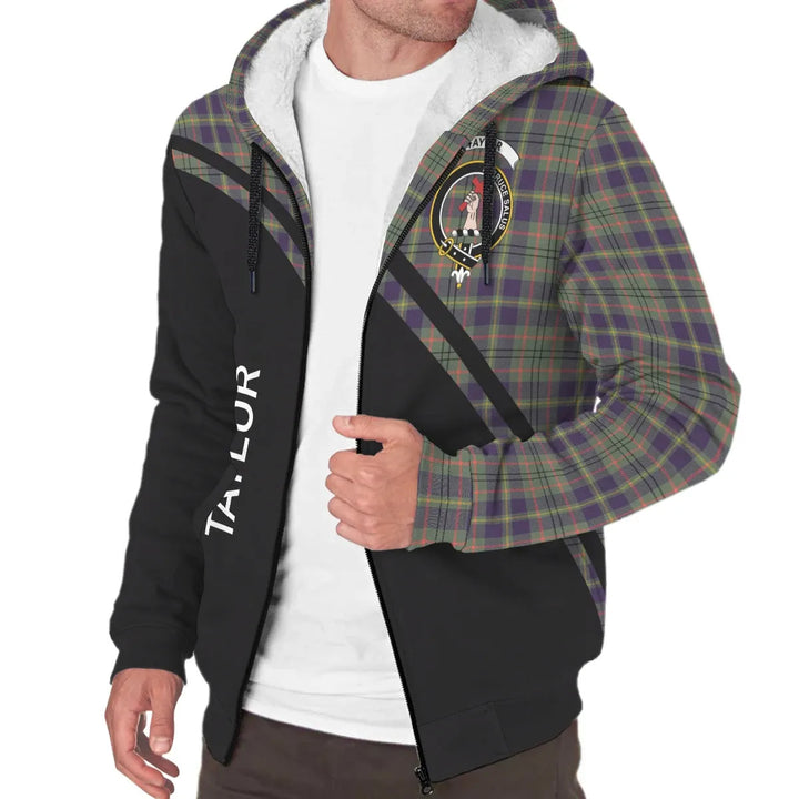 Scottish Taylor Clan Crest Tartan Curve Sherpa Hoodie