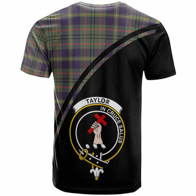 Scottish Taylor Clan Crest Tartan Curve T-Shirt Back Side Tartan Plaid