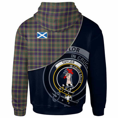 Scottish Taylor Clan Crest Tartan Hoodie - Bend Style Back Side Tartan Plaid