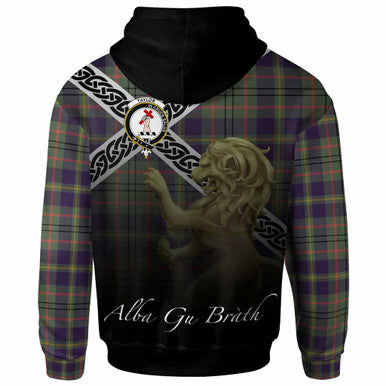 Scottish Taylor Clan Crest Tartan Hoodie - Scotland Lion Back Side Tartan Plaid
