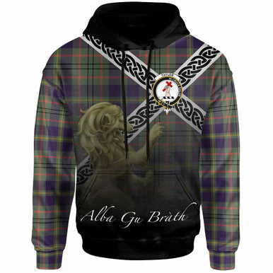 Scottish Taylor Clan Crest Tartan Hoodie - Scotland Lion Front Side Tartan Plaid