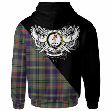 Scottish Taylor Clan Crest Tartan Hoodie - Military Logo Back Side Tartan Plaid