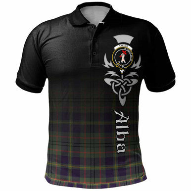 Scottish Taylor Clan Crest Tartan Polo Shirt - Alba Gu Brath Family Crest Celtic Inspired Front Side Tartan Plaid